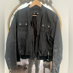 Members Only Black Leather Moto Jacket